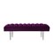 Denver Velvet Channel Tufted Bench with Mirrorred Lacquer Finish With Gold/Chrome Legs